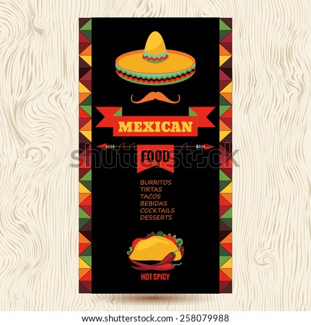  Vector design template for Mexican restaurant. Mexican food