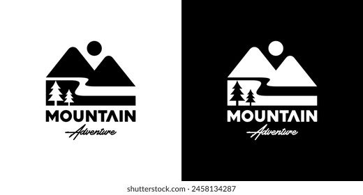 Vector design template of mountain logo.
Views, mountains, pines, peaks. Icon symbols EPS 10