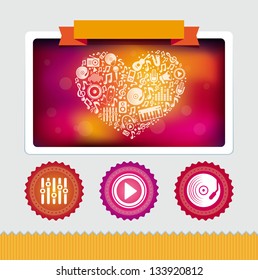 Vector design template with music icons and signs - bright interface design elements