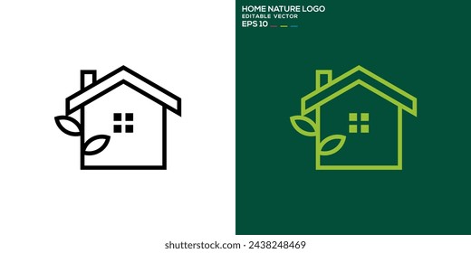 Vector design template of nature house logo, simple, residential house, forest, symbol icon EPS 10