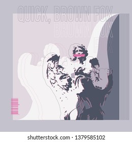 Vector design template in pastel colors with the image of a statue of an angel for a poster, banner, cover of a music album.