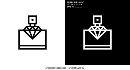 Plantilla de diseño de Vector del logotipo del perfume. Botella, fragancia, producto de belleza, mujer. Símbolos de iconos EPS 10
