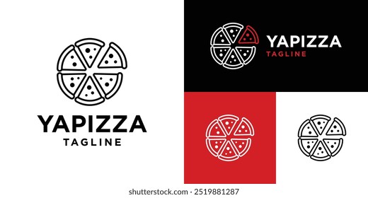 Modelo de design vetorial de logotipo de pizza, comida, restaurante, prato, menu, especial. Símbolo de ícone EPS 10.