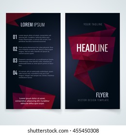 vector design template of promotion layout magazine covering annual statement or advertisement flyer with triangle background texture abstraction scene red performance empty business luxurious imprint