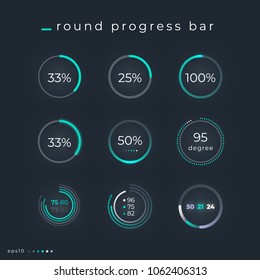 Vector design template of radial status bars. HUD interface elements.