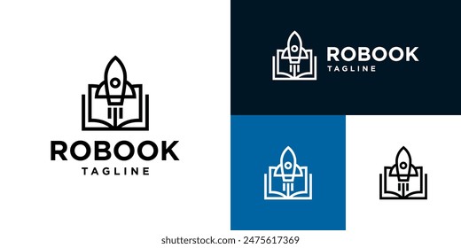 Vector design template of rocket logo combined with book.
School, study, intelligence, smart, speed.
EPS 10 icon symbols.
