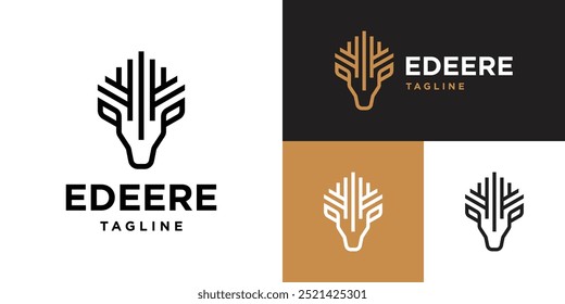 Vector design template of simple deer logo. Animal, pet, wild. Icon symbol EPS 10.