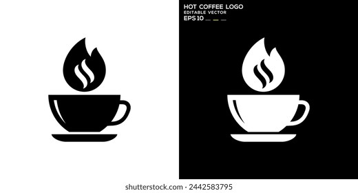 Vector design template of smoking cup and hot fire logo, drink, coffee, tea, hot, stir, icon symbol EPS 10