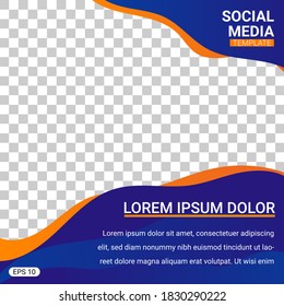 Plantilla de diseño de vectores para medios sociales con gradiente azul y naranja