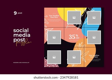 Vector Design Template for Social Media Post Puzzle