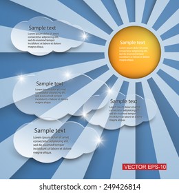 Vector design template with sunburst background.