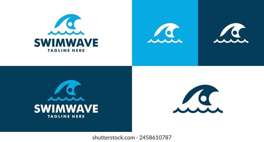 Vector design template of swimming logo. Waves, oceans, pools, sports, championships. EPS 10 icon symbols