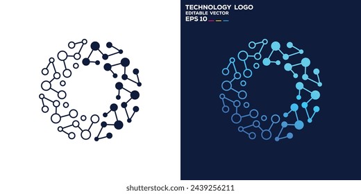 Vector design template of technology logo, blockchain, connection, dot, internet system, symbol icon creative EPS10