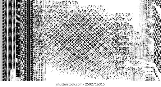 Vector Design Template - Tire Tracks - Tire Treads and Grunge Textures