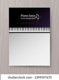 Vector design template with top view Piano keys on transparency background.