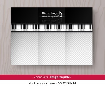 Vector design template with top view Piano keys on transparency background.
