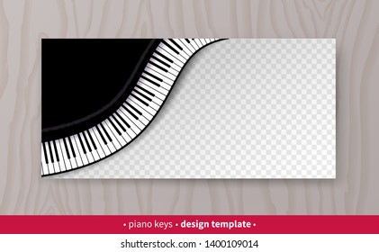 Vector design template with top view Piano keys on transparency background.