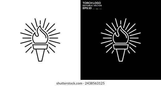 Vector design template of torch logo, with line art style, Olympics, burning spirit, symbol icon EPS 10