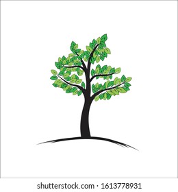 vector design template for trees and green leaves.
