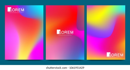 Vector design template in trendy vibrant gradient colors with abstract fluid shapes, paint splashes, ink drops. Futuristic posters, banners, brochure, flyer and cover designs. Abstract fluid 3d shape