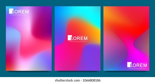 Vector design template in trendy vibrant gradient colors with abstract fluid shapes, paint splashes, ink drops. Futuristic posters, banners, brochure, flyer and cover designs. Abstract fluid 3d shape