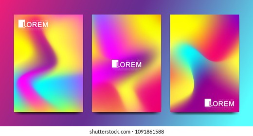 Vector design template in trendy vibrant gradient colors with abstract fluid shapes, paint splashes, ink drops. Futuristic posters, banners, brochure, flyer and cover designs. Abstract fluid 3d shape