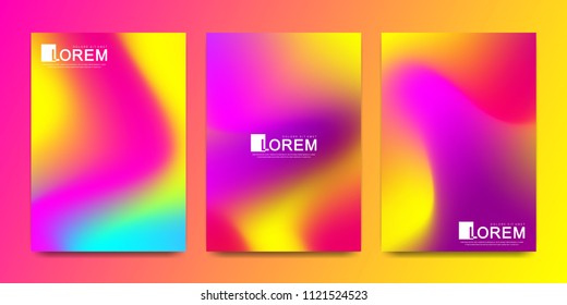 Vector design template in trendy vibrant gradient colors with abstract fluid shapes, paint splashes, ink drops. Futuristic posters, banners, brochure, flyer and cover designs. Abstract fluid 3d shape