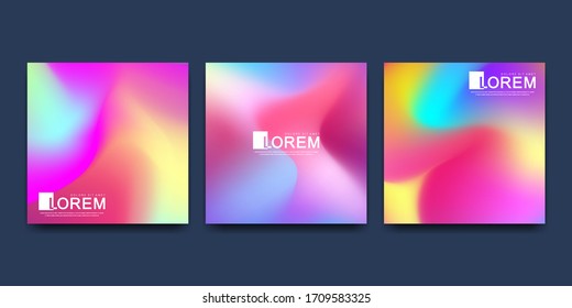 Vector design template in trendy vibrant gradient colors with abstract fluid shapes, paint splashes, ink drops. Futuristic posters, banners, brochure, flyer and cover designs. Abstract fluid 3d shape