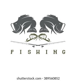 vector design template of vintage fishing emblem