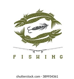 vector design template of vintage fishing emblem