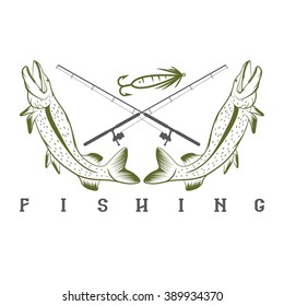 vector design template of vintage fishing emblem