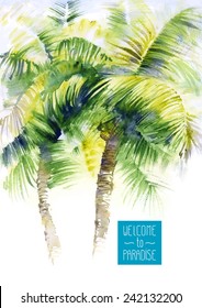 Vector design template with watercolor palms