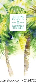 Vector design template with watercolor palms