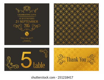 Vector design template of wedding invitation with envelope