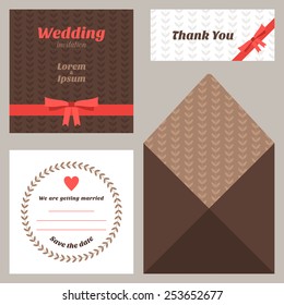 Vector design template of wedding invitation with envelope