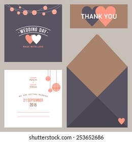 Vector design template of wedding invitation with envelope