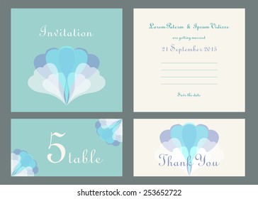 Vector design template of wedding invitation with envelope