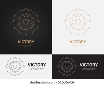 Vector design templates in black, grey and golden colors. Creative mandala logo, icon, emblem, symbol. For business, invitation, wedding, banner , flyer or greeting  cards.
