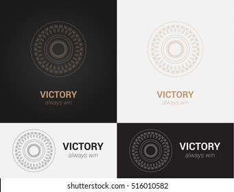 Vector design templates in black, grey and golden colors. Creative mandala logo, icon, emblem, symbol. For business, invitation, wedding, banner , flyer or greeting  cards.