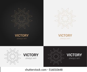 Vector design templates in black, grey and golden colors. Creative mandala logo, icon, emblem, symbol. For business, invitation, wedding, banner , flyer or greeting  cards.