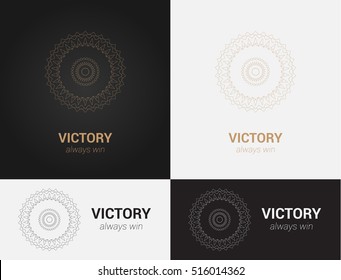 Vector design templates in black, grey and golden colors. Creative mandala logo, icon, emblem, symbol. For business, invitation, wedding, banner , flyer or greeting  cards.
