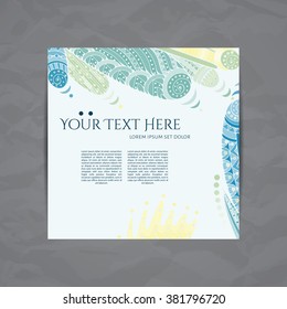 Vector design templates. Brochures in random colorful style. Frames and backgrounds. Zentangle designs.