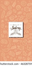 Vector design templates and elements for bakery packaging in trendy sketch linear style. Hand drawn doodles elements with design label.