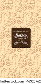 Vector design templates and elements for bakery packaging in trendy sketch linear style. Hand drawn doodles elements with design label.