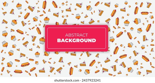 Vector design templates and elements for foods packaging in trendy linear style - seamless patterns with linear icons related to baking, cafe, cupcake shop and logo design templates