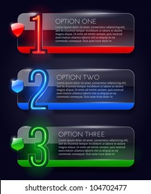 Vector design templates - Glass transparent banners with neon numbers
