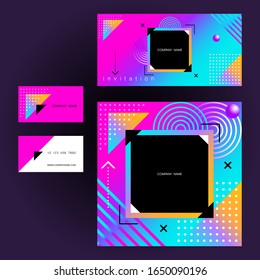 Vektorillustration Design Vorlagen für Einladung, Banner, Karten, Cover, Poster. Grafische geometrische Elemente auf hellem Hintergrund. 