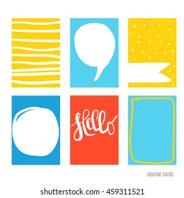 Vector design templates for journal cards, scrapbooking cards, greeting cards, gift cards, patterns, blogging. Planner cards. Cute doodle. Printable templates set.