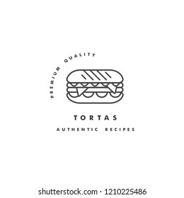 Vector design templates logo and emblem - mexican tortas. Logos in trendy linear style isolated on white background