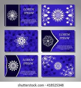 Vector design templates with mandala. Business cards template. Floral mandala elements. Design templates set. 